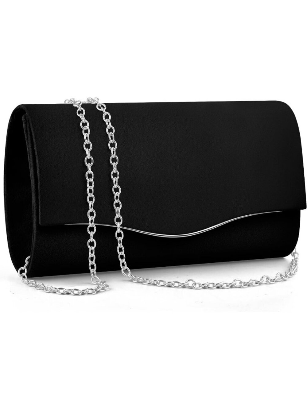 Women's D Black Suede Envelope Clutch Purse Formal Evening Wedding Party Bag